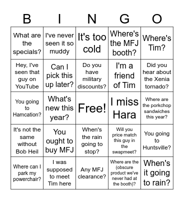 Hamvention Booth Bingo Card
