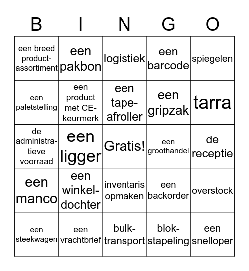 Begrippen magazijn Bingo Card