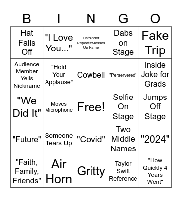 Graduation Bingo Card