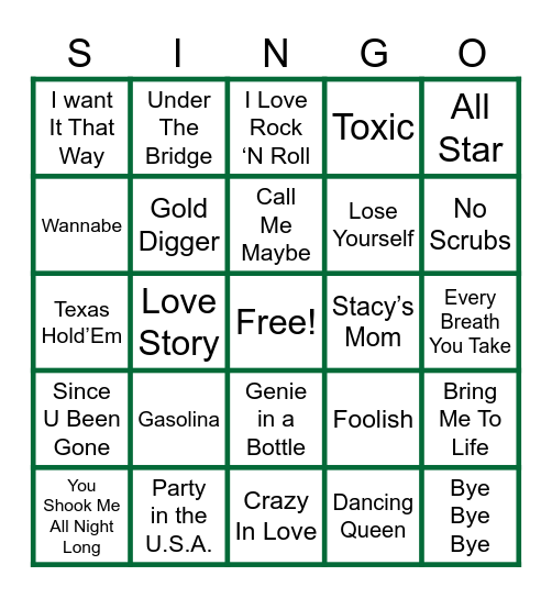 Zachry Bingo Card