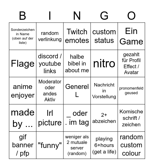 L DiscordProfil Bingo Card L discordprofil bingo card
