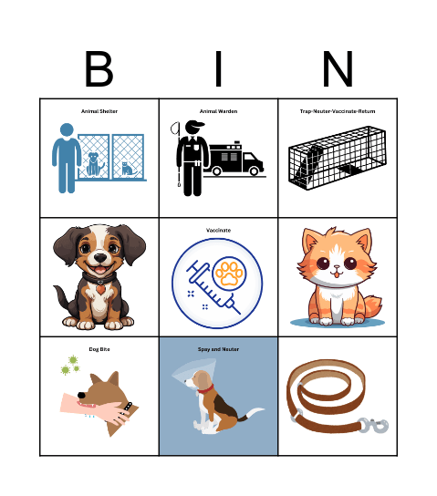 Animal Control Bingo Card