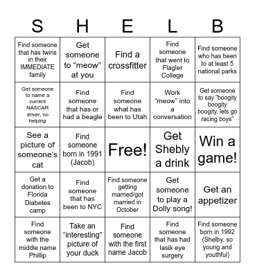 SHELBY BINGO Card