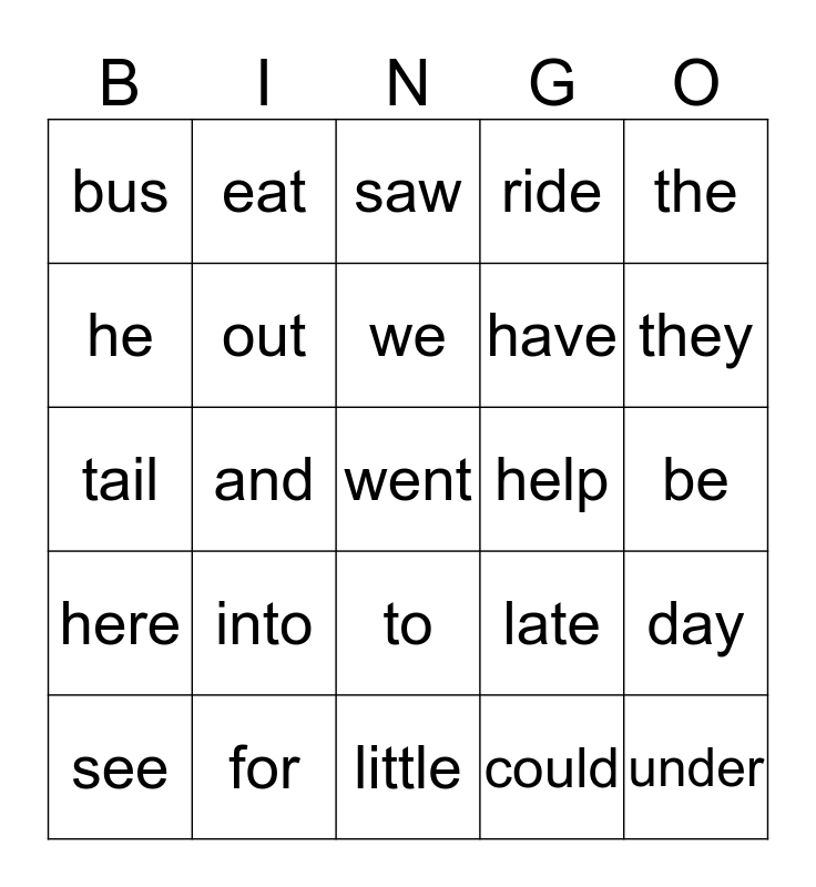 Kindergarten End 2 Bingo Card