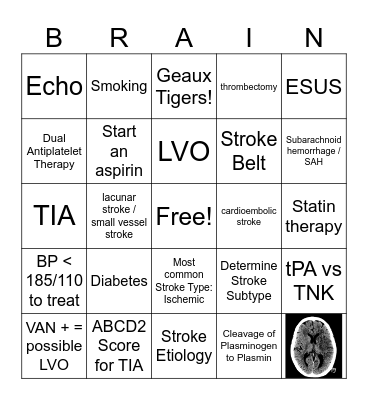 Stroke Bingo! Bingo Card