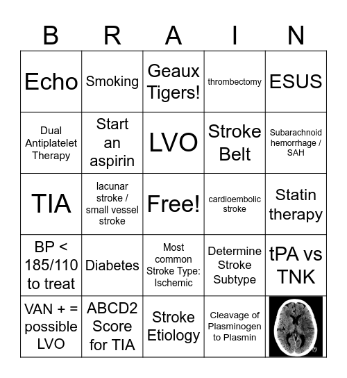 Stroke Bingo! Bingo Card