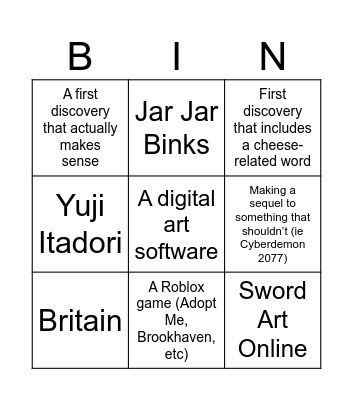 Infinite Craft Bingo! Bingo Card