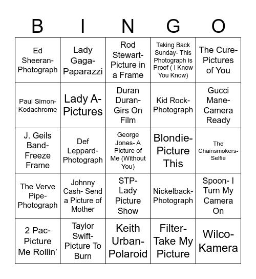 Radio Bingo Photo Bomb Bingo Card