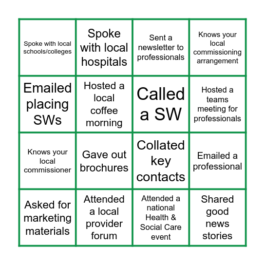 Relationship bingo! Bingo Card