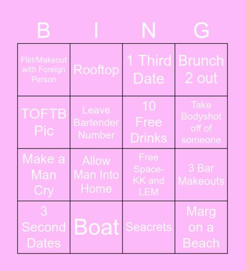 Hot Girl Summer- AF Bingo Card