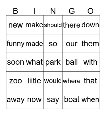 Kindergarten End 3 Bingo Card