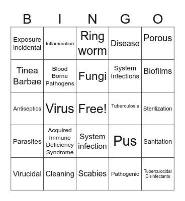 Infection Control Bingo Card