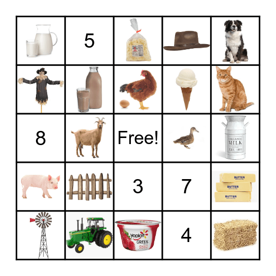 Barnyard Bingo Card