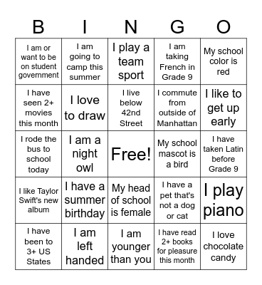 Directions: Can you find a different person for each box? Write Their Initials In The Box Bingo Card