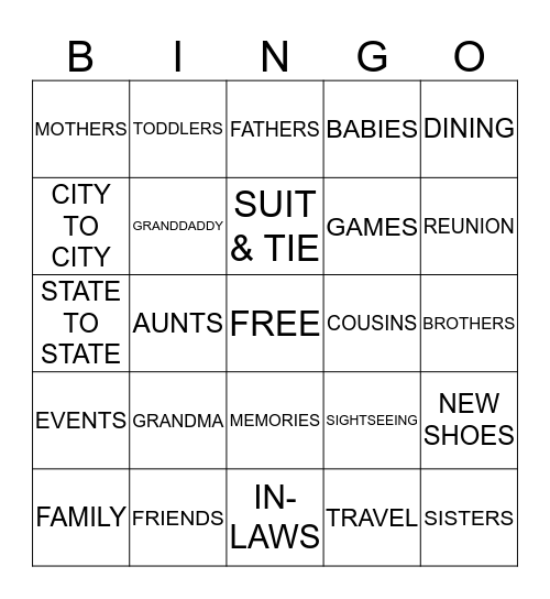 SPENCER-JOHNSON FAMILY REUNION Bingo Card