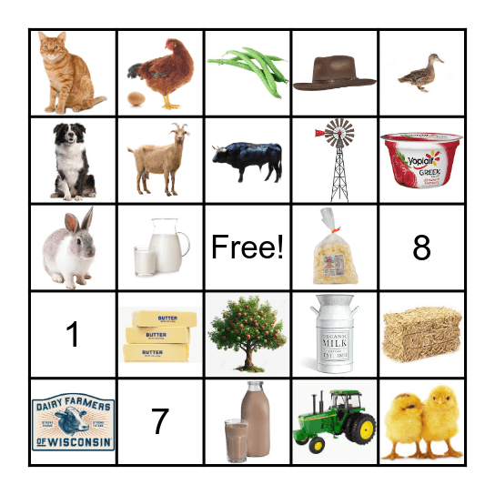 Barnyard Bingo Card