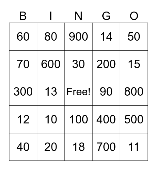 Numeros 3ro Bingo Card