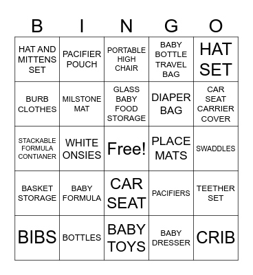 BABY SHOWER Bingo Card