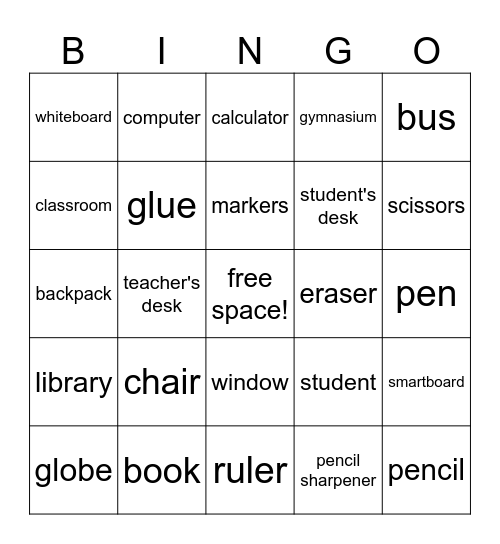La Salle de Classe Bingo Card