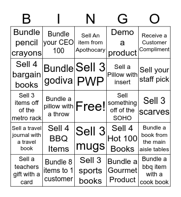 Sales Team Bingo Card