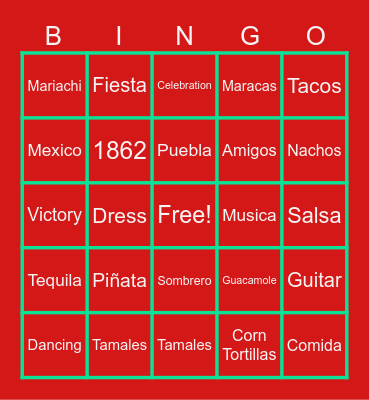 CINCO DE MAYO BINGO Card