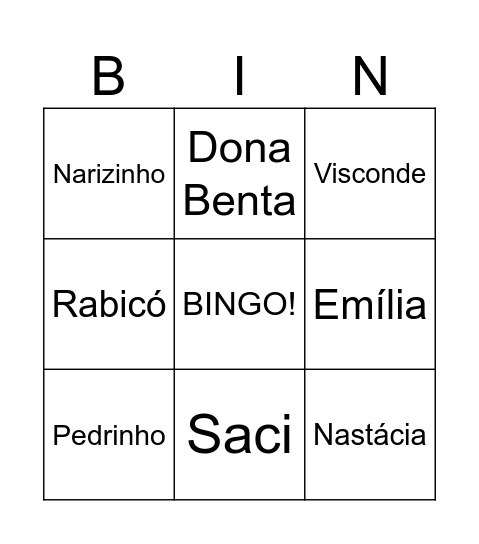Sítio do Pica Pau Amarelo Bingo Card
