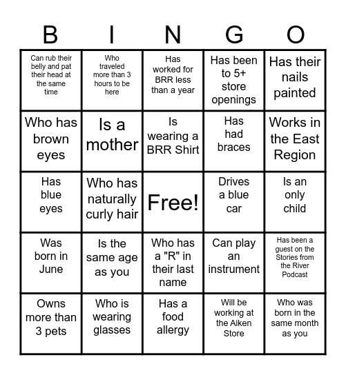 Find Someone Who.... Bingo Card