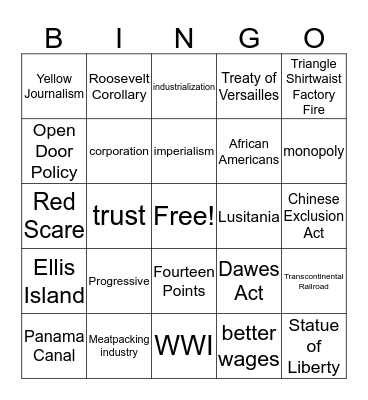 Quarters 1 and 2 Social St. Review Bingo Card