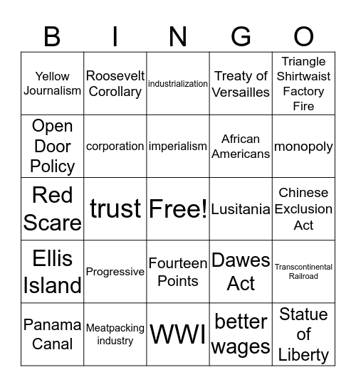 Quarters 1 and 2 Social St. Review Bingo Card