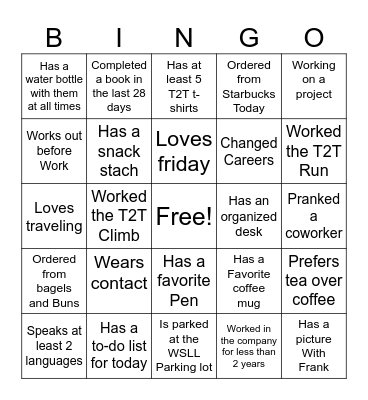 Work Bingo Card