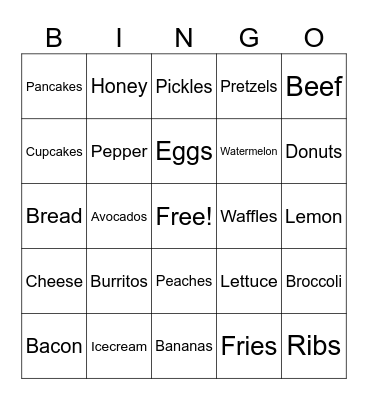 FOODS Bingo Card