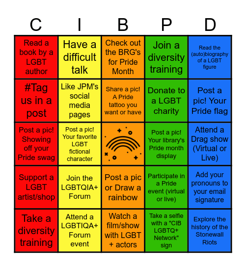 CIB LGBTQ+ Network - Pride Month Bingo Card