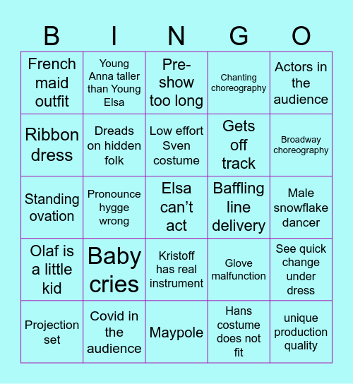 Frozen jr Bingo Card