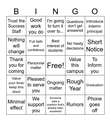 Meeting Bingo Card