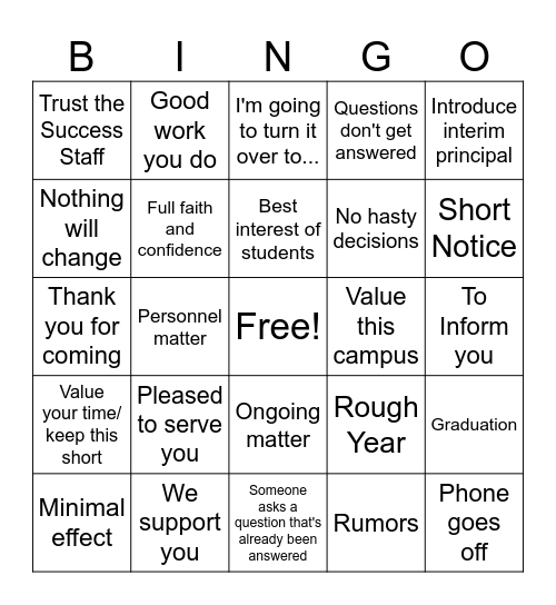 Meeting Bingo Card