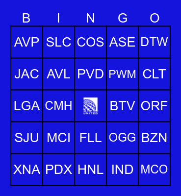 Airport Bingo Card