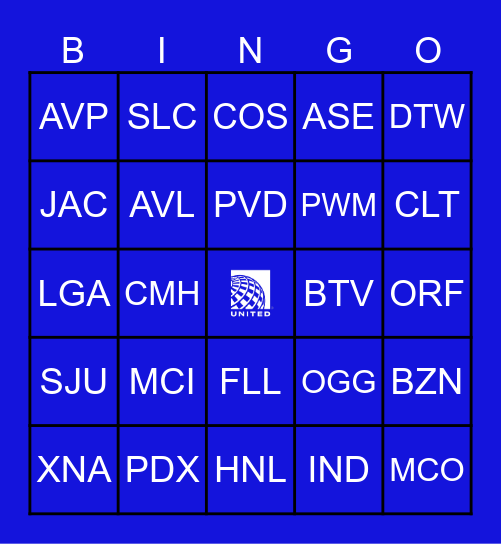 Airport Bingo Card