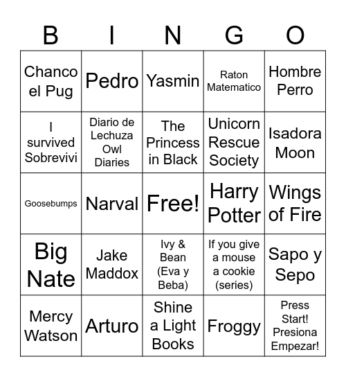 Library Book Series Bingo Card