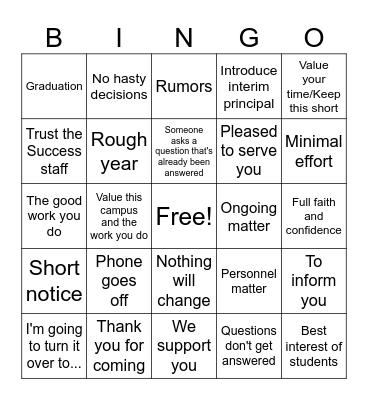 Meeting Bingo Card