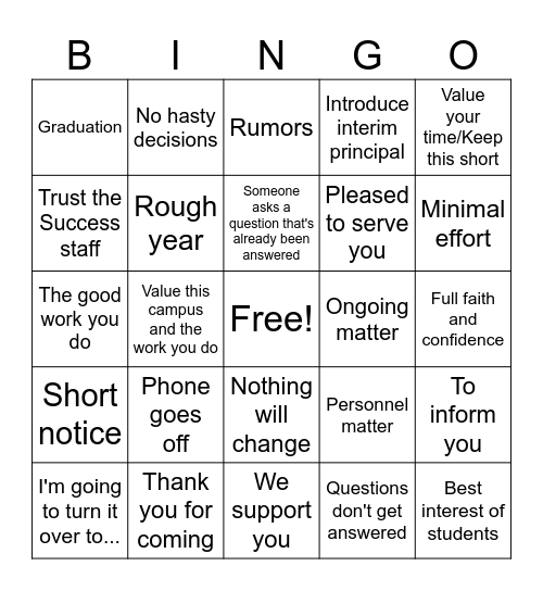 Meeting Bingo Card