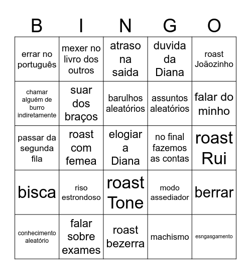 Chico bingo Card