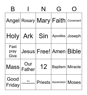 CCD 1ST grade  May  Bingo Card