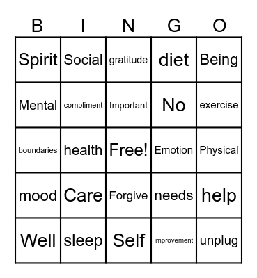 WOVEN SELF CARE Bingo Card