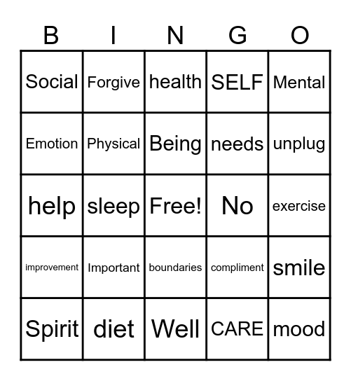 WOVEN SELF CARE Bingo Card