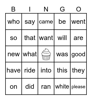 SIGHT WORDS Bingo Card