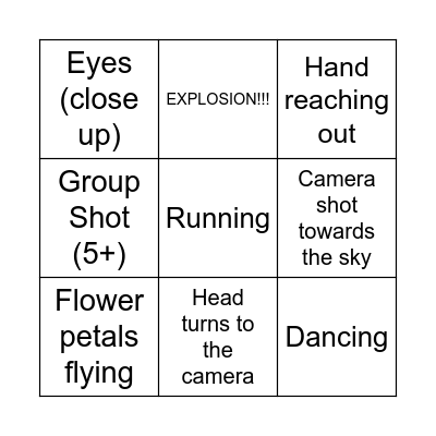 Anime Openings Bingo Card