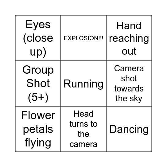 Anime Openings Bingo Card