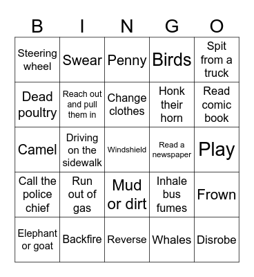 Strange State Traffic Laws Bingo Card
