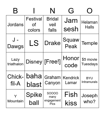 The Provo Experience Bingo Card