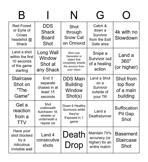 Slinger Bingo Card